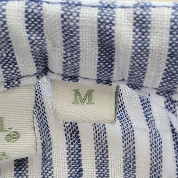 Spartina 449 Striped V-Neck Linen Tassel Blouse With Yellow Accents Size Medium - Picture 12 of 12